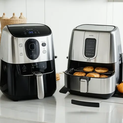 Freidora de aire con ventana o sin ventana comparada en encimera con visibilidad del interior y uso doméstico real