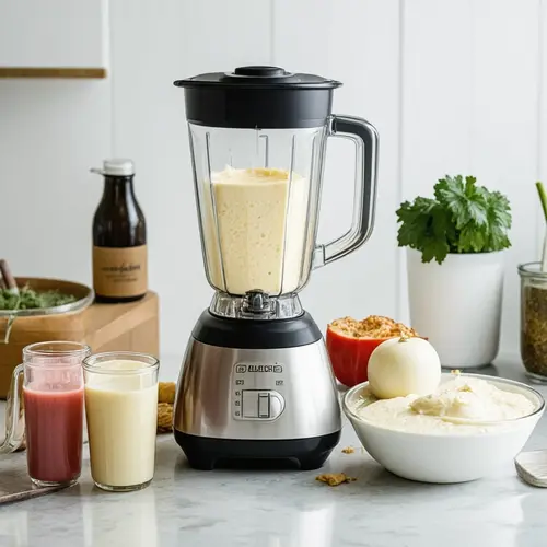 Batidora según lo que preparas con ingredientes reales para smoothies, cremas y salsas en casa