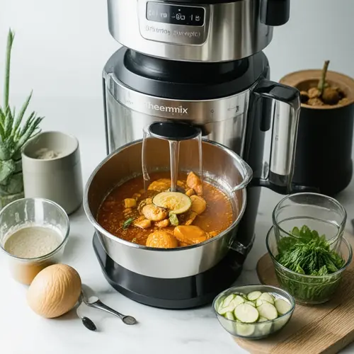 Robot de cocina de poco uso con una receta sencilla, pocos ingredientes y limpieza rápida en una cocina doméstica