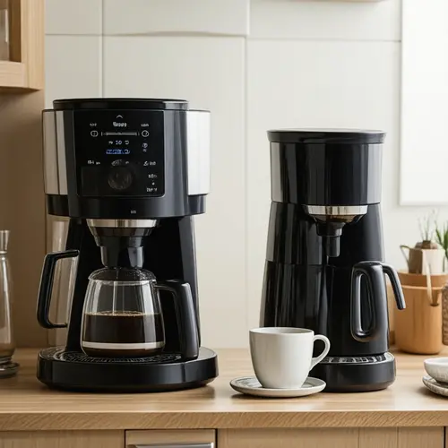 Comparativa de sistemas de café de uso diario con taza servida y limpieza en una cocina real