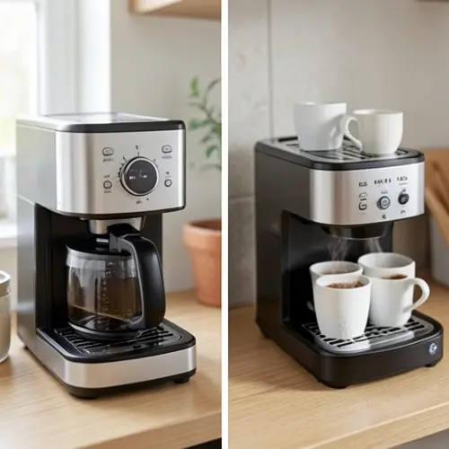Cafetera para una persona o para varias cuál elegir con taza individual y servicio para varias personas en cocina real