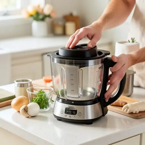 Cuánto ruido hace un robot de cocina en uso real con una preparación doméstica y el aparato trabajando sobre una encimera estable