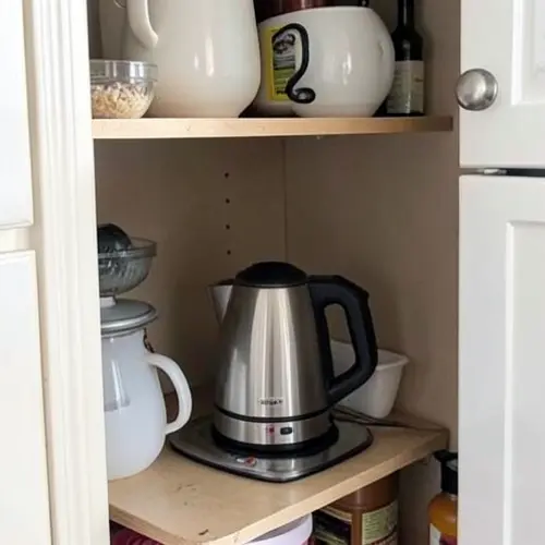 Cómo guardar un hervidor de agua si tienes poco espacio con el aparato seco, la base recogida y un hueco ordenado en una cocina pequeña