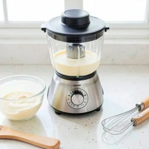Qué recetas salen mejor en un robot de cocina que a mano al mostrar una Thermomix con crema, masa y accesorios listos en una cocina real