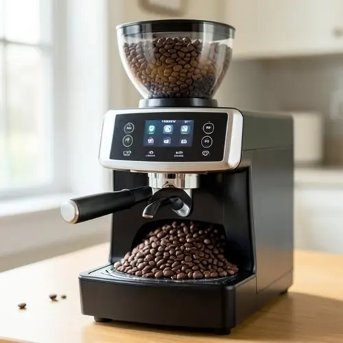 Qué café en grano elegir para una superautomática en casa con la tolva abierta y granos de tueste medio listos para usar